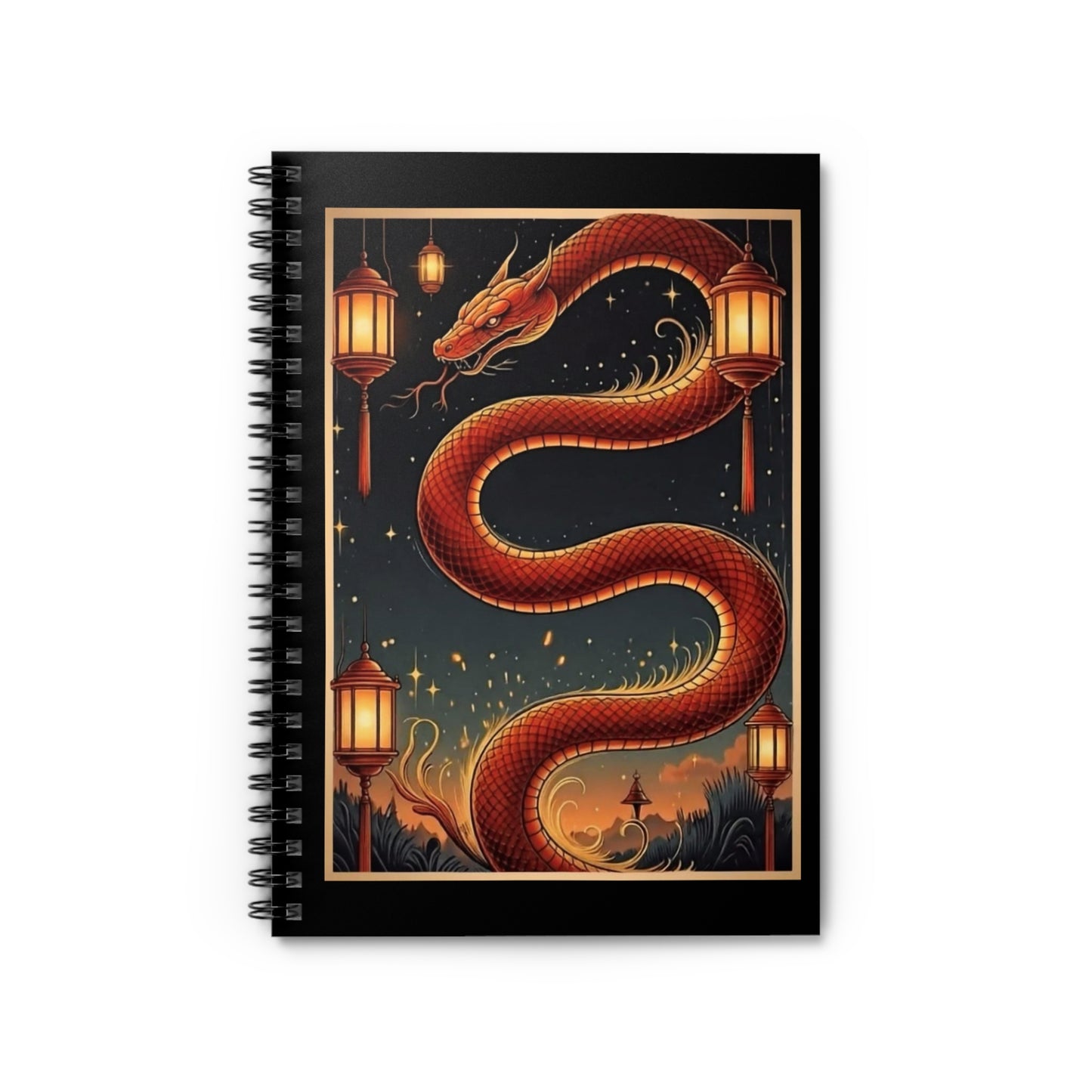 Zodiac Year of the Snake (2025+) Vintage Retro Art Series Spiral Ruled Journal