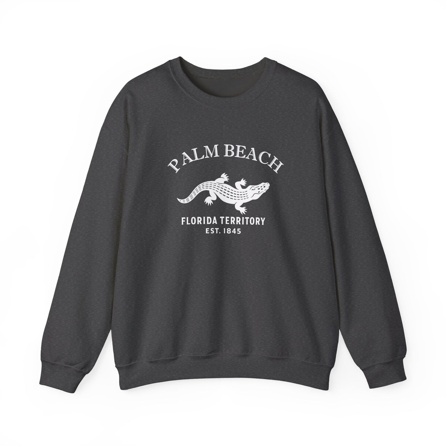 Palm Beach Florida Vintage Retro Unisex Heavy Crewneck Sweatshirt - White Logo