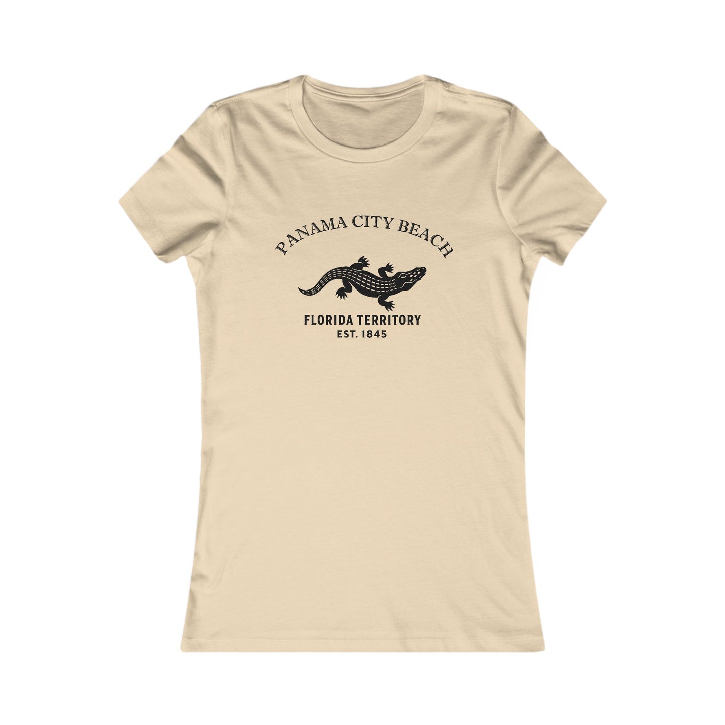 Panama City Beach Florida Ringspun Cotten Fitted Vintage Retro Womens Tee - Black Logo