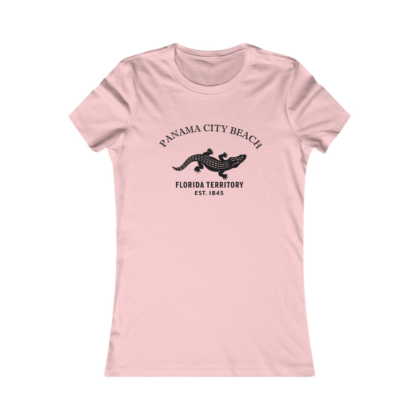 Panama City Beach Florida Ringspun Cotten Fitted Vintage Retro Womens Tee - Black Logo