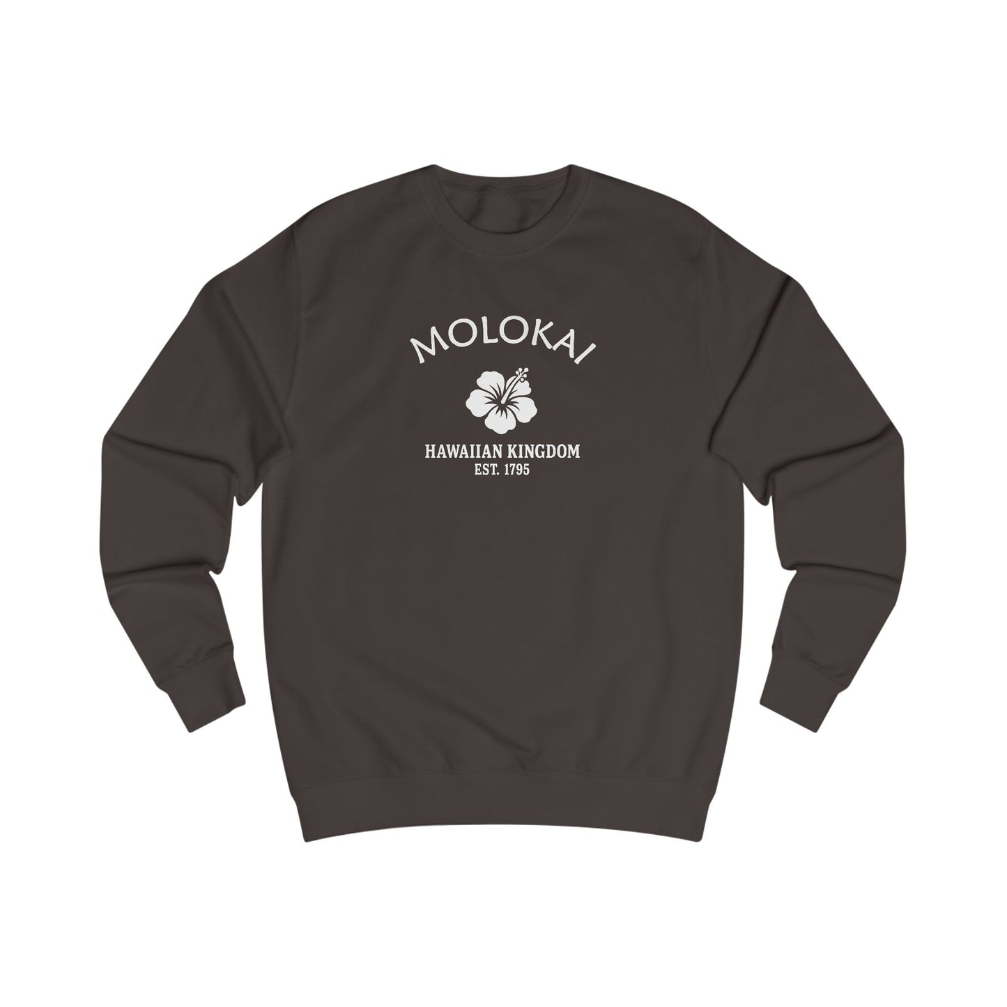 Molokai Hawaii Vintage Retro Premium Crewneck Sweatshirt - White Logo - Bottle Green