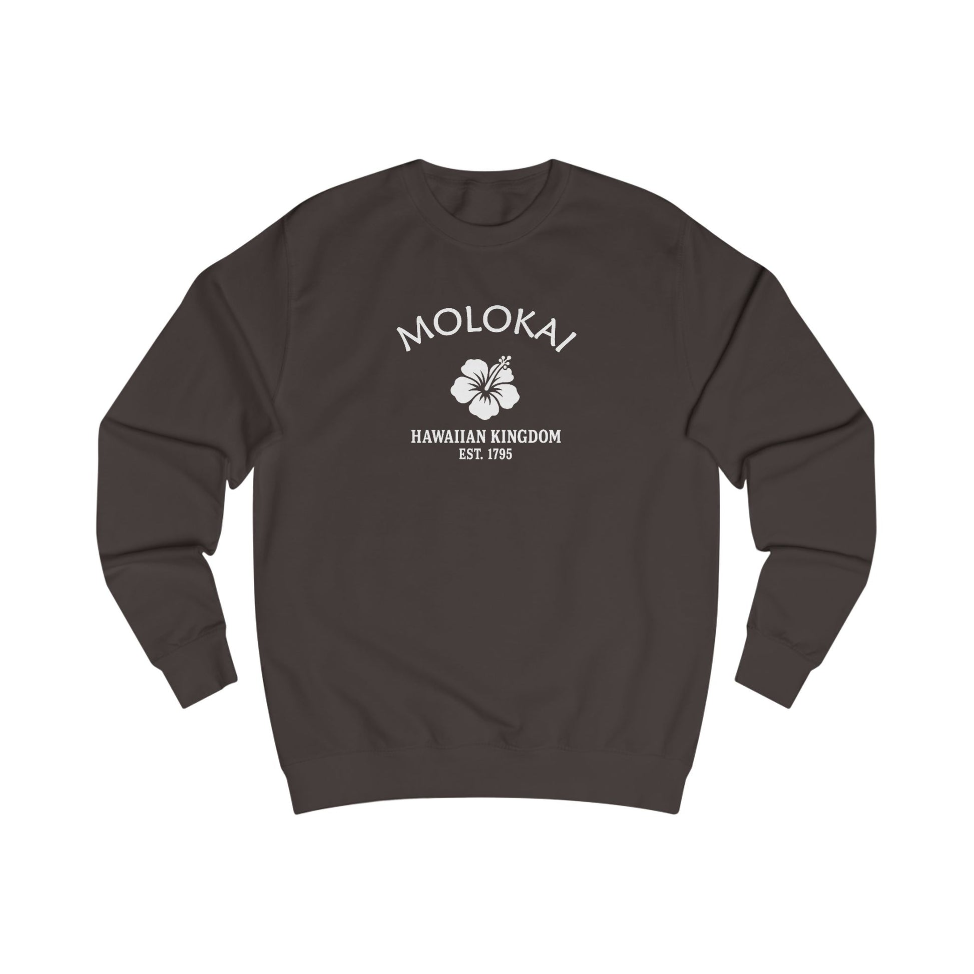 Molokai Hawaii Vintage Retro Premium Crewneck Sweatshirt - White Logo - Bottle Green