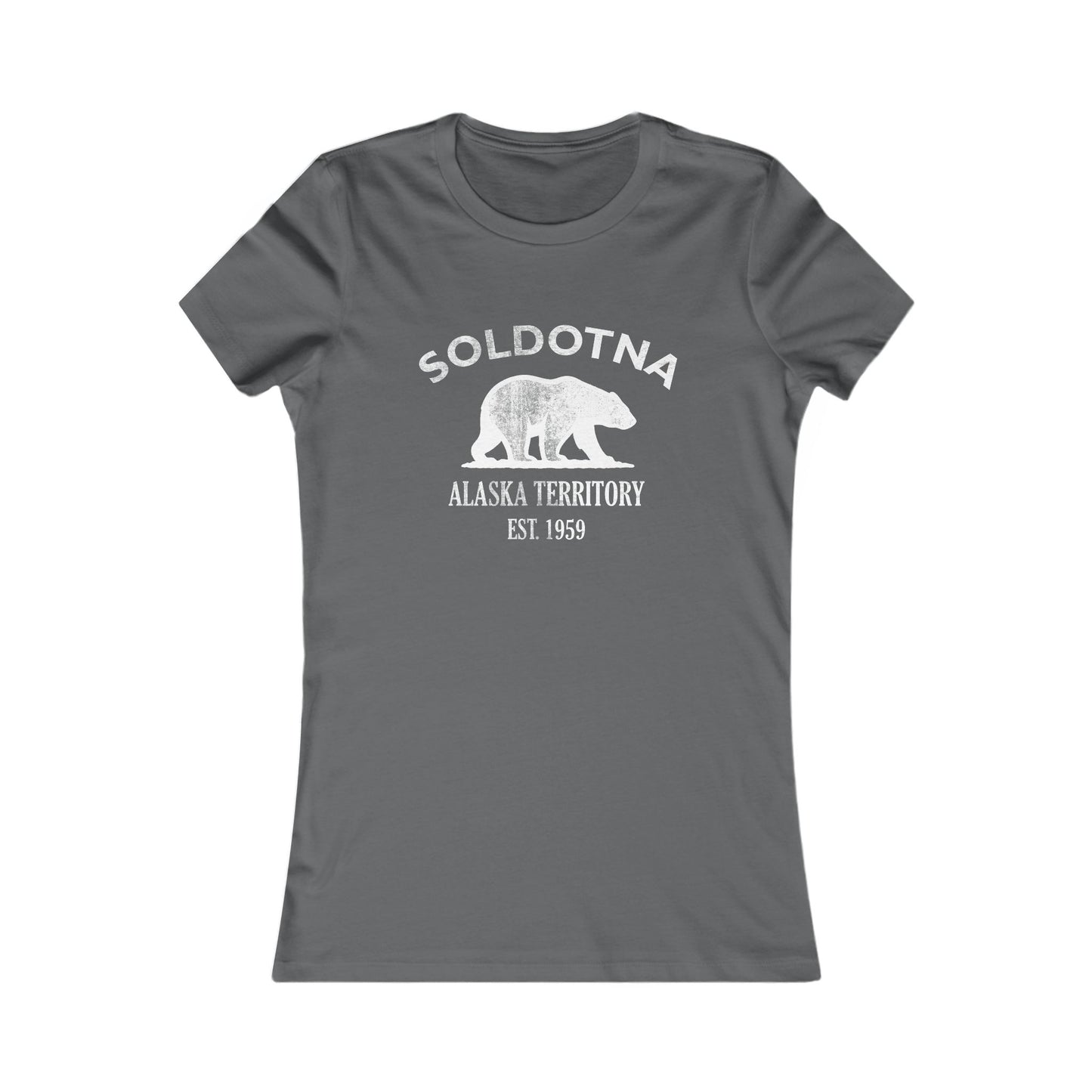 Soldotna Alaska Vintage Retro Womens Fitted Ringspun Cotton Tee - White Logo