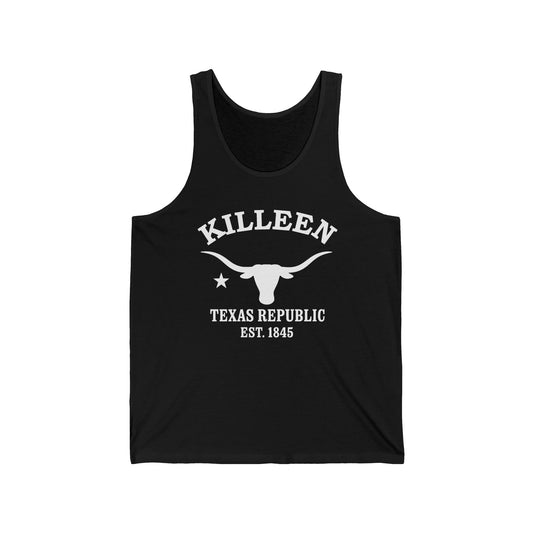 Killeen Texas Unisex Cotton Jersey Tank Top - White Logo