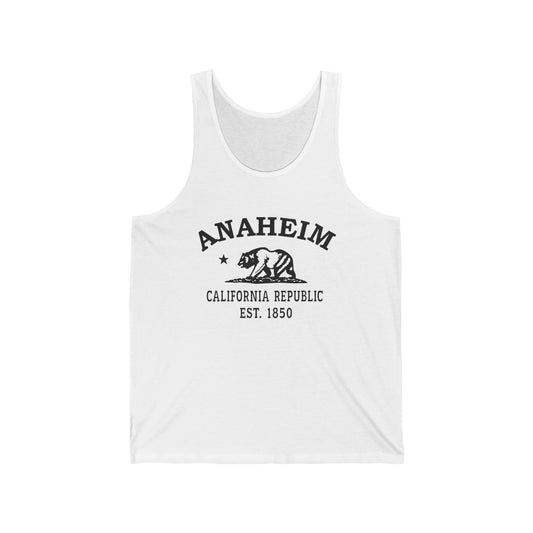 Anaheim California Vintage Retro Unisex Cotton Jersey Tank Top - Black Logo