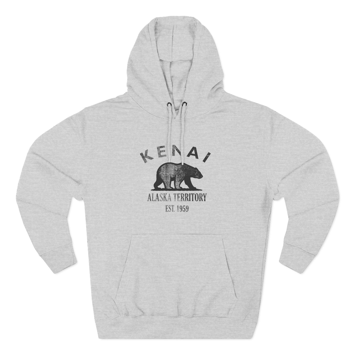 Kenai Alaska Vintage Retro Unisex Heavy Cotton Hoodie - Black Logo