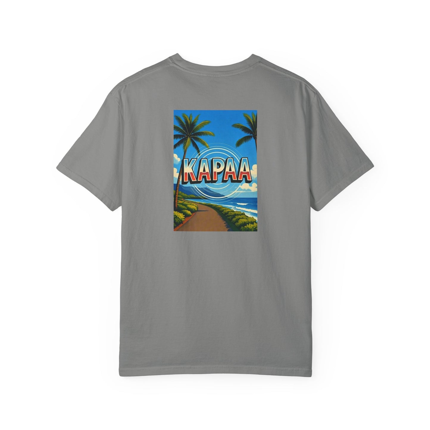 Kapaa Hawaii Vintage Retro Back Printed Art Series Cotton Tee - Black Logo
