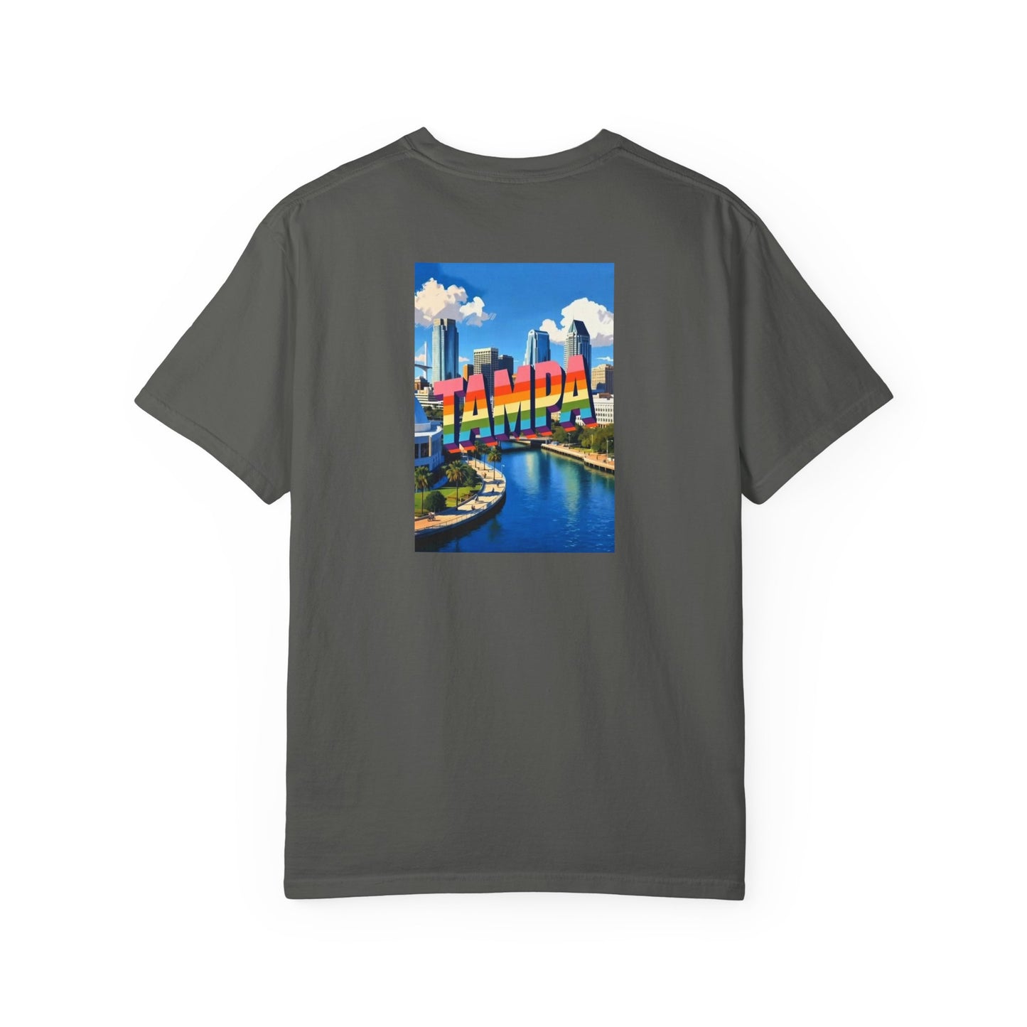 Tampa Florida Vintage Retro Back Printed Art Series Cotton Tee - Black Logo