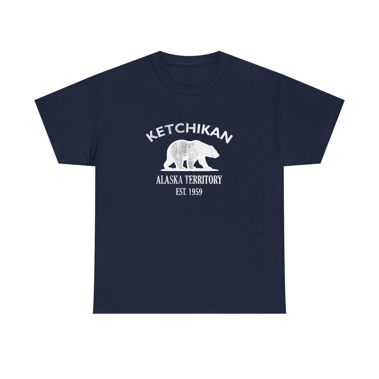 Ketchikan Alaska Vintage Retro Unisex Heavy Cotton Tee - White Logo