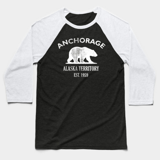 Anchorage Alaska Vintage Retro Baseball Tee - White Logo - Various Colors