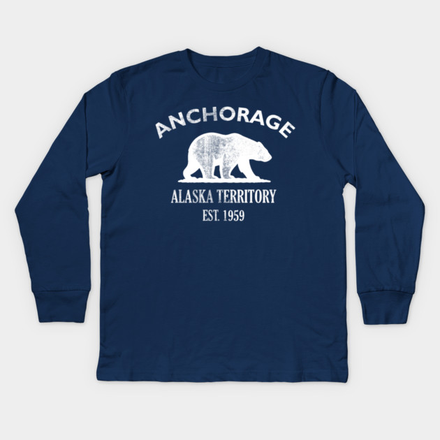 Anchorage Alaska Vintage Retro Kids Long-Sleeve T-Shirt - White Logo - Various Colors