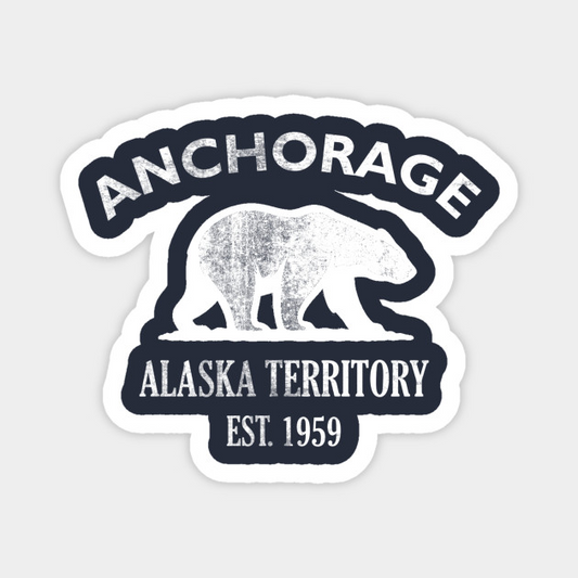 Anchorage Alaska Vintage Retro Magnet - White Logo