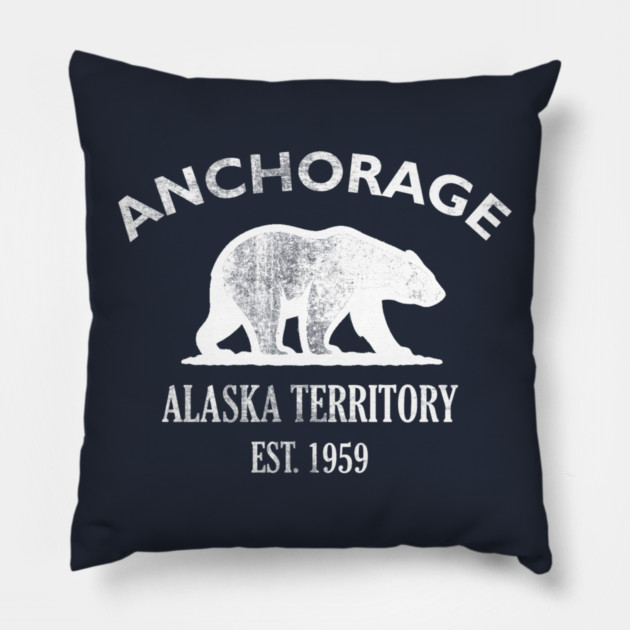 Anchorage Alaska Vintage Retro Throw-Pillow - White Logo