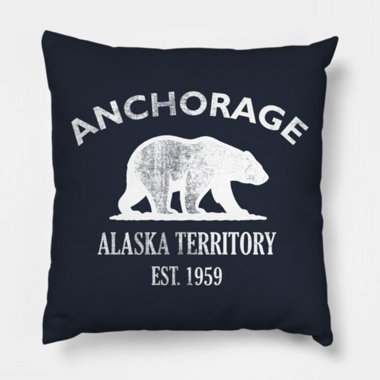 Anchorage Alaska Vintage Retro Throw-Pillow - White Logo