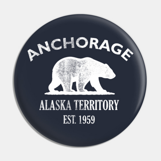 Anchorage Alaska Vintage Retro Pin - White Logo