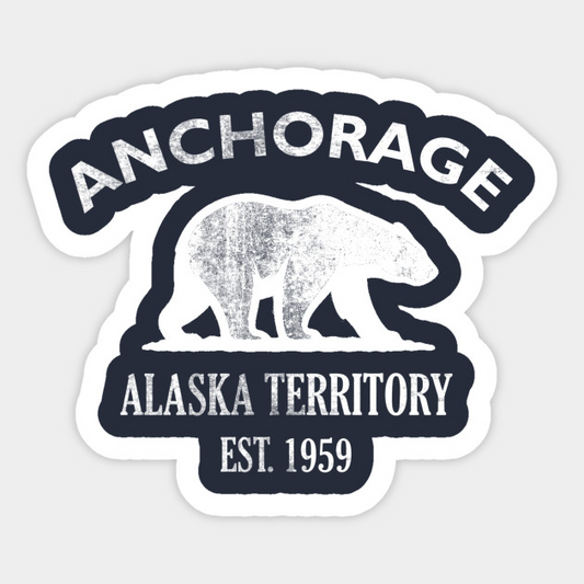 Anchorage Alaska Vintage Retro Sticker - White Logo