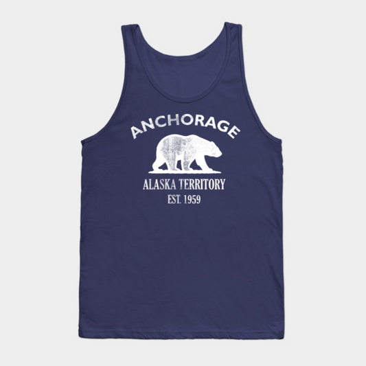Anchorage Alaska Vintage Retro Tank-Top - White Logo - Various Colors