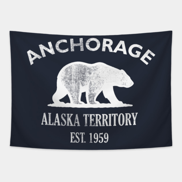 Anchorage Alaska Vintage Retro Tapestry - White Logo