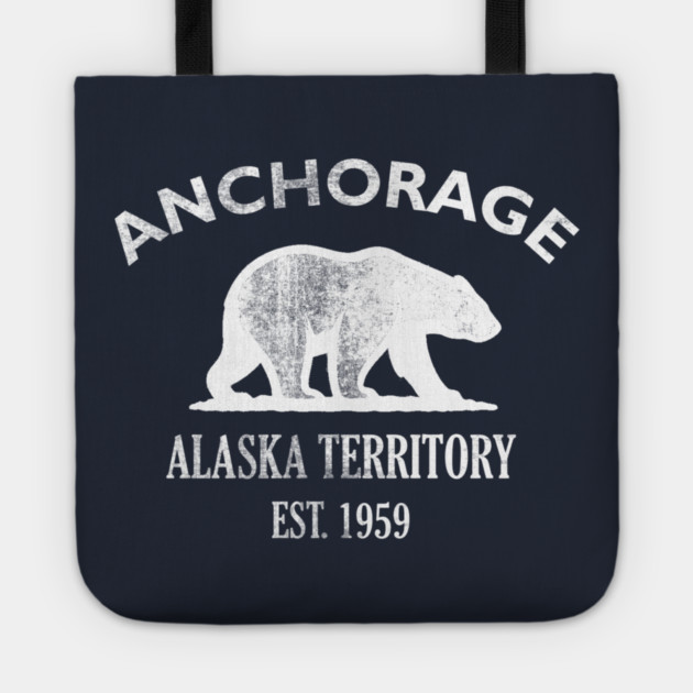 Anchorage Alaska Vintage Retro Tote - White Logo