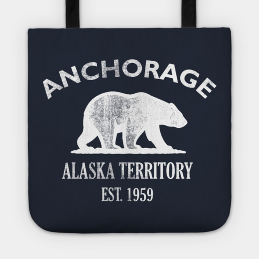 Anchorage Alaska Vintage Retro Tote - White Logo