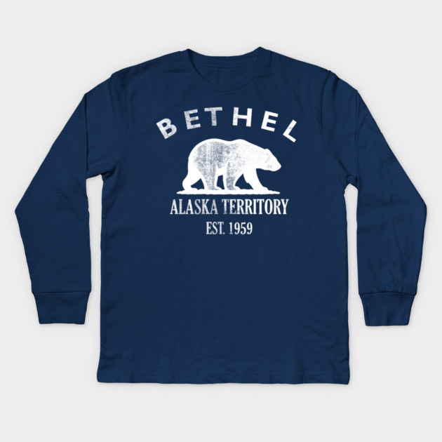 Bethel Alaska Vintage Retro Kids Long-Sleeve T-Shirt - White Logo - Various Colors