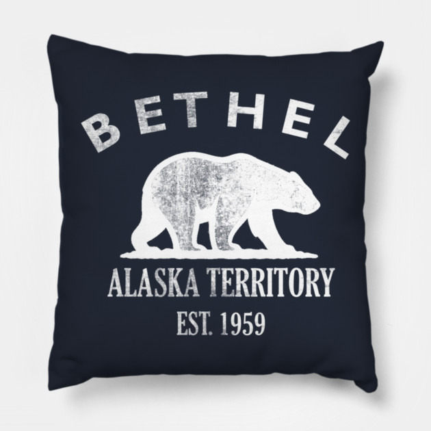 Bethel Alaska Vintage Retro Throw-Pillow - White Logo
