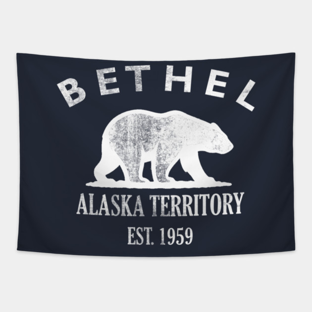 Bethel Alaska Vintage Retro Tapestry - White Logo