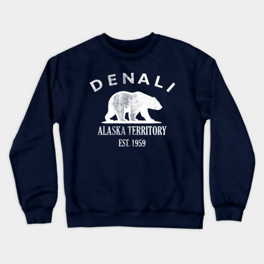 Denali Alaska Vintage Retro Crewneck Sweatshirt - White Logo - Various Colors