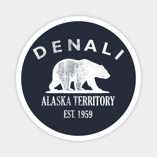 Denali Alaska Vintage Retro Magnet - White Logo