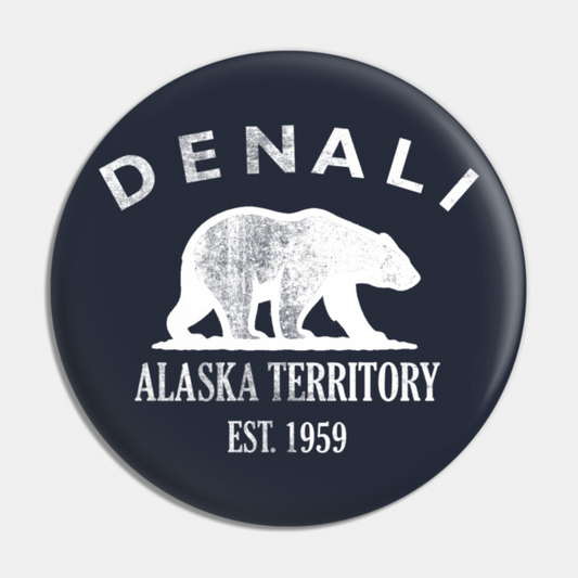 Denali Alaska Vintage Retro Pin - White Logo