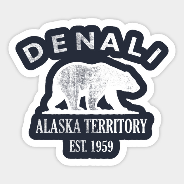 Denali Alaska Vintage Retro Sticker - White Logo
