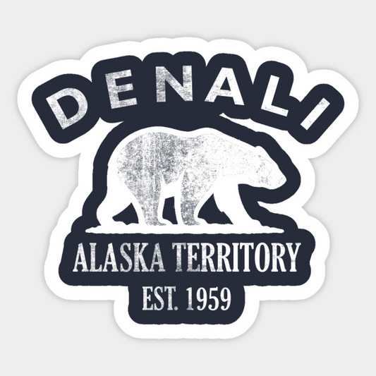 Denali Alaska Vintage Retro Sticker - White Logo