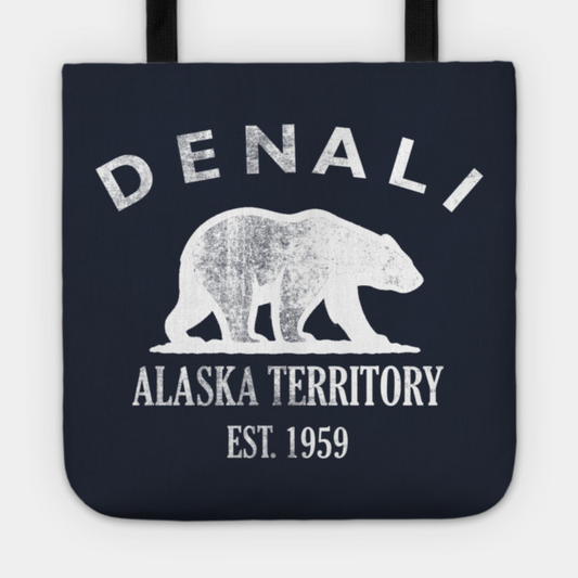 Denali Alaska Vintage Retro Tote - White Logo