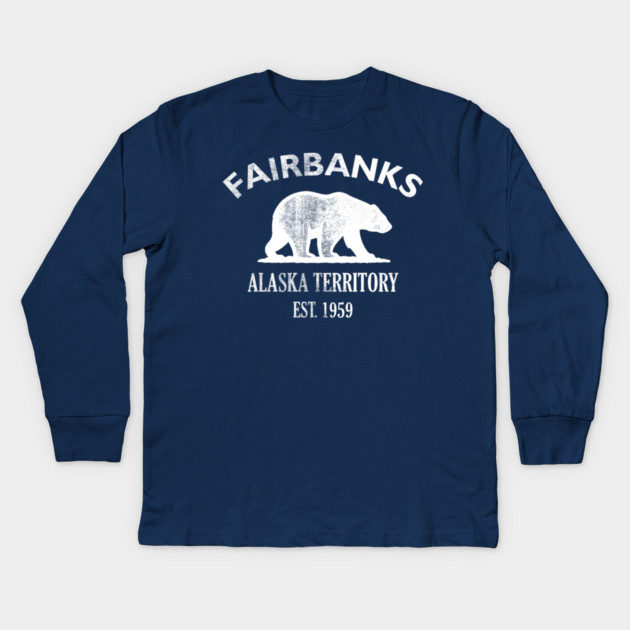 Fairbanks Alaska Vintage Retro Kids Long-Sleeve T-Shirt - White Logo - Various Colors