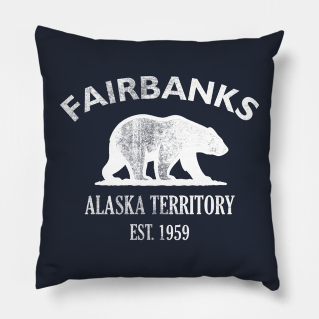Fairbanks Alaska Vintage Retro Throw-Pillow - White Logo