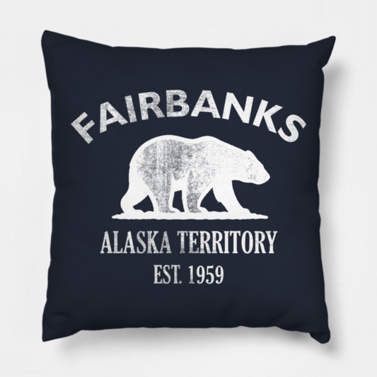 Fairbanks Alaska Vintage Retro Throw-Pillow - White Logo