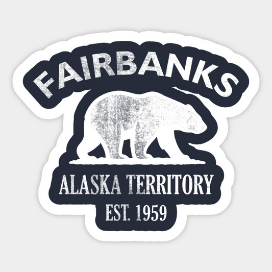 Fairbanks Alaska Vintage Retro Sticker - White Logo