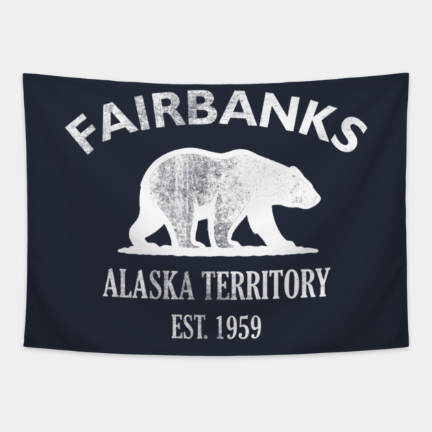 Fairbanks Alaska Vintage Retro Tapestry - White Logo