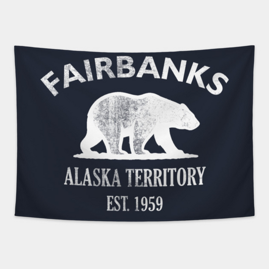 Fairbanks Alaska Vintage Retro Tapestry - White Logo
