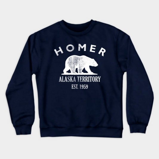 Homer Alaska Vintage Retro Crewneck Sweatshirt - White Logo - Various Colors