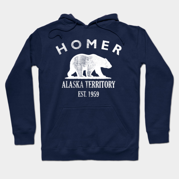 Homer Alaska Vintage Retro Hoodie - White Logo - Various Colors