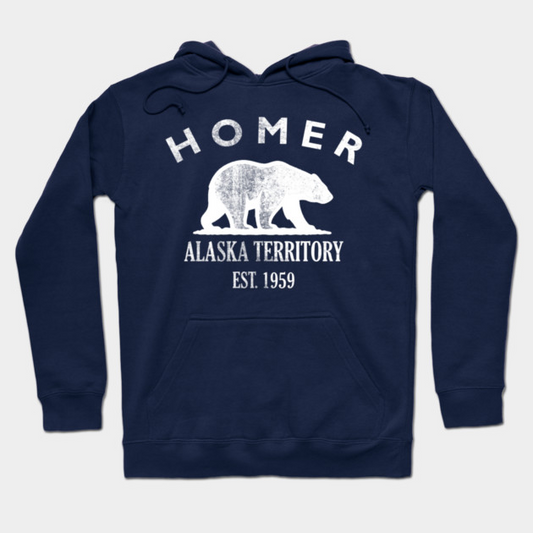 Homer Alaska Vintage Retro Hoodie - White Logo - Various Colors