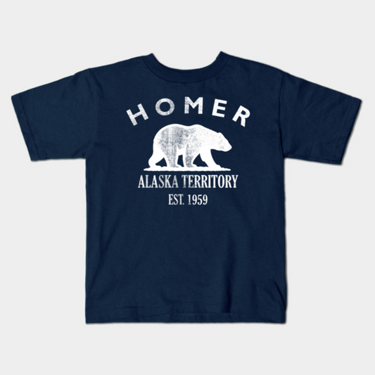 Homer Alaska Vintage Retro Kids T-Shirt - White Logo - Various Colors
