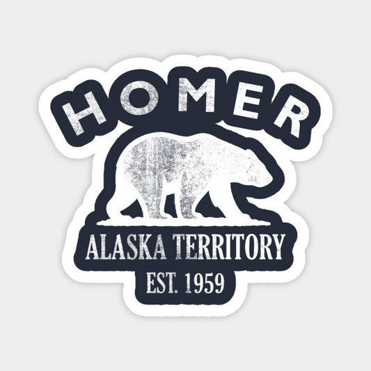 Homer Alaska Vintage Retro Magnet - White Logo
