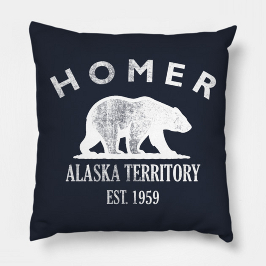 Homer Alaska Vintage Retro Throw-Pillow - White Logo