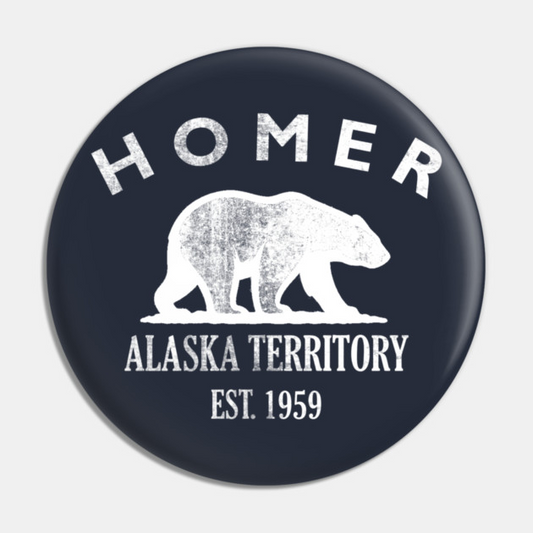 Homer Alaska Vintage Retro Pin - White Logo