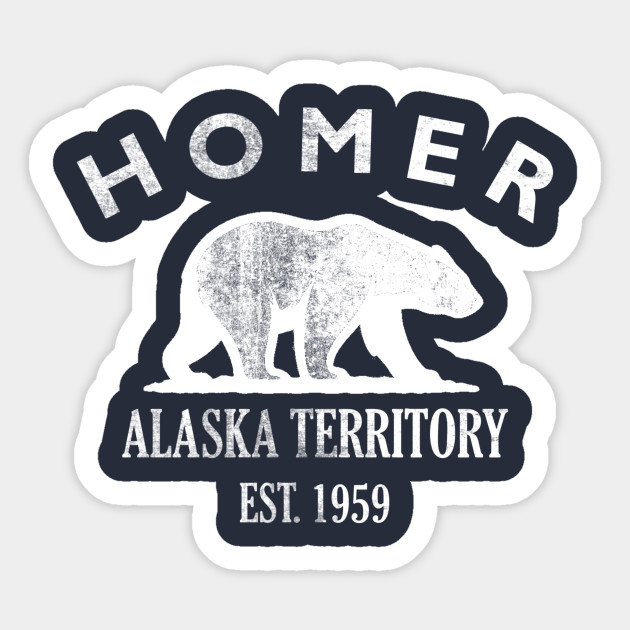 Homer Alaska Vintage Retro Sticker - White Logo