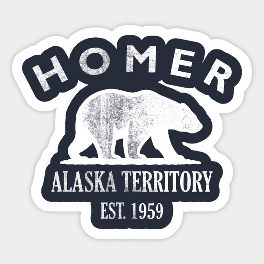 Homer Alaska Vintage Retro Sticker - White Logo