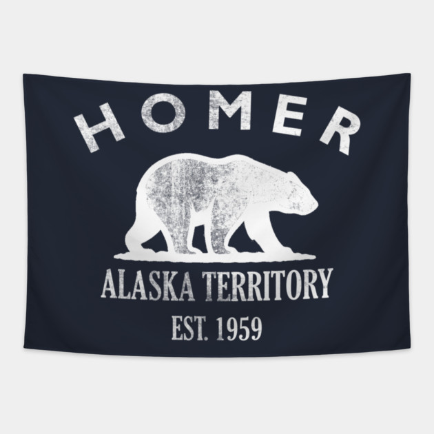 Homer Alaska Vintage Retro Tapestry - White Logo
