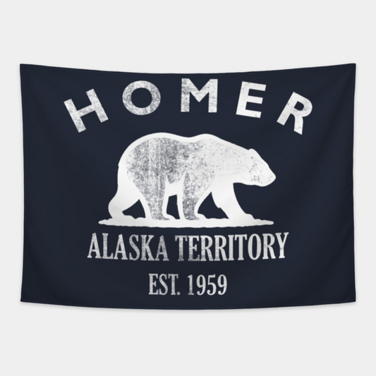 Homer Alaska Vintage Retro Tapestry - White Logo
